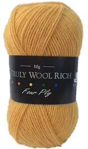 Cygnet Verdaderamente Rico En Lana 4 Ply Hilo De Tejer 50g 5512 Mostaza - Imagen 1 de 2
