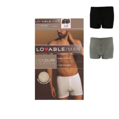 Boxer Uomo Lovable 2 Pezzi Articolo L05XM Bipack Aperto Con Bottoni - Immagine 1 di 2