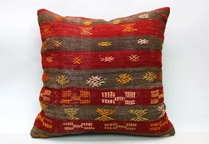 Kilim Square Pillow, 24x24 in, Decorative Sofa Cushion, Handmade Vintage Pillow - Picture 1 of 6