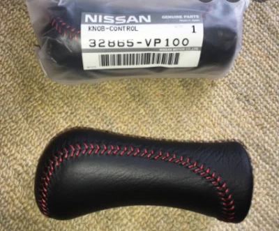 日产正品 90-96 300ZX Fairlady Z Z32 红色针脚皮革换档刀原始设备制造商 — 第 1/3 张图片