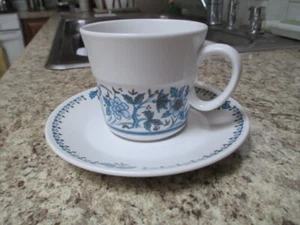 NORITAKE " Progression "  Blue Moon Cup and saucer - Pattern 9022 - Picture 1 of 3