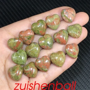 2x Natürlicher Unakit Mini Herzen Quarz Kristall Geschnitzt Totenkopf Palmenstein Reiki V - Bild 1 von 12