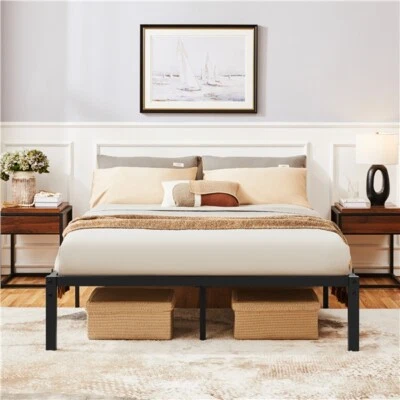 Metal Platform Bed Frame with Heavy Duty Steel Slat Support  Non-slip 36/41/46cm - Image 1 of 4