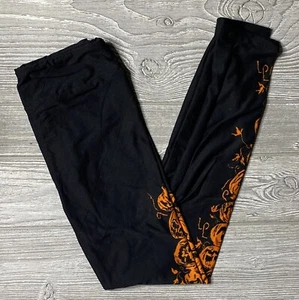 NEW Lularoe Halloween Leggings Kid’s Size L/XL Black with Pumpkins Down the Side - Picture 1 of 1