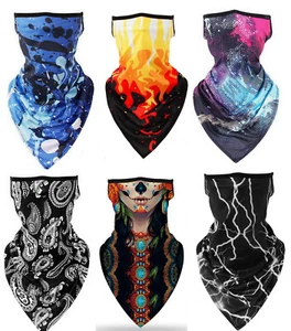 Unisex Bandana Fabric Face Covering Mask Washable Balaclava Earloops Scarfs - Picture 1 of 54