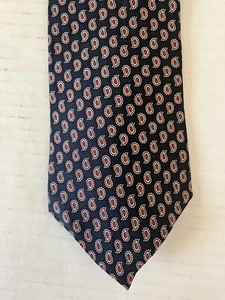 Andhurst Men's Necktie Tie Silk Navy Blue Small Red Paisley Made in USA - Picture 1 of 6