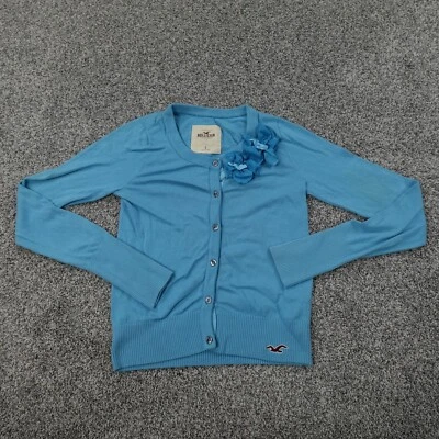 Hollister Suéter Mujer Grande Azul Floral Exterior Sudadera Botón Cárdigan Foto 1 de 4