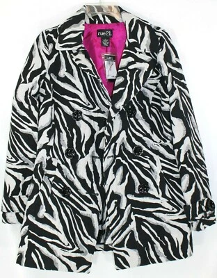 NWT Rue 21 Womens Small Black White Zebra LS Double Brested Unlined Jacket - Image 1 of 4