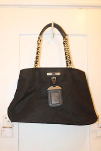 PRADA Vintage Tessuto Chain Shoulder Bag Tote Black Nylon **READ NEEDS RESTORE** - Picture 1 of 17