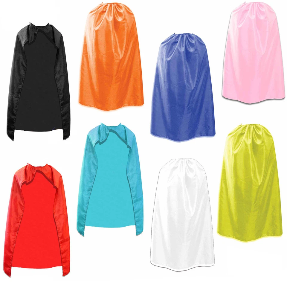 Children Boys Girls Super Hero Deluxe Satin Capes Book Week Fancy Dress Costume - Image 1 of 1