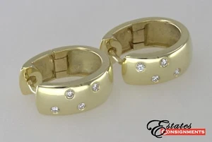 Pair of Diamond, 14K Yellow Gold Earrings - Picture 1 of 9