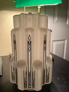 Antique Art Deco Skyscraper pendant light globe with hand painted detail - Picture 1 of 5