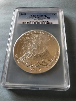 2012 US Mint 25C Hawaii Volcanoes ATB National Parks 5oz Silver Coin PCGS MS69PL - Image 1 of 4
