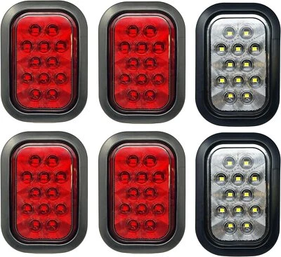 Kit de cables de ojal de luz LED de 5x3" 4x rojo 2x blanco rectángulo 12 LED Foto 1 de 4