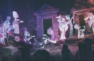 Haunted Mansion Graveyard Scene Opera Singer Mummy Ghost 11x17 Poster Print - Picture 1 of 4