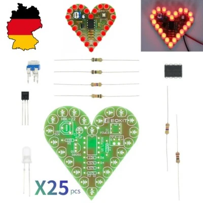 Herzform Lampe DIY Kit Bausatz zum Zusammenlöten Rot - Bild 1 von 2