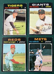 1971 BASEBALL CARD LOT 4 TIMMERMANN, TITO FUENTES, GRANGER, RAY SADECKI - Picture 1 of 2