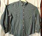 Unbranded Men's L Heavy Duty Blue Chambray Work Shirt LS Chest Pockets Exc Used