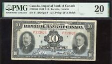 Imperial Bank of Canada $10, 1934 - CH 375-22-06. PMG VF20. S/N: F113826/B