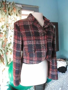 Chaqueta corta forrada de mezcla de lana THALIAN talla 10 nueva con etiquetas hermosa a cuadros nueva~ - Imagen 1 de 10