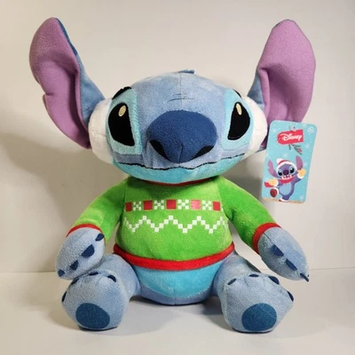 全新 迪士尼 STITCH 带圣诞假日毛衣 - 11 英寸填充毛绒玩具 Lilo — 第 1/4 张图片