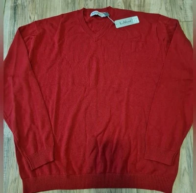 Новый с Ярлыками LaVane Нью-Йорк свитер v-образным вырезом мужской красный размер XXL (Y4) - Изображение 1 из 4