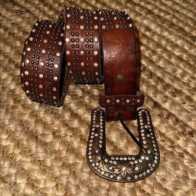 Nocona western leather bling belt - Image 1 of 4