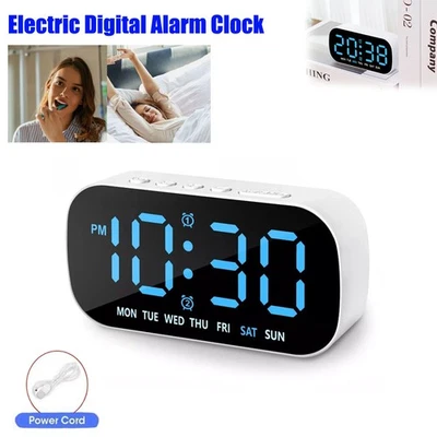 Electric Digital Alarm Clock LED Large Display Battery Backup Snooze Dual Alarm - Image 1 of 4