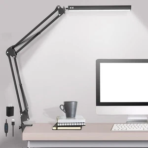 LED Desk Lamp,Adjustable Swing Arm Desk Lamp with Clamp,Dimmable Desk Light E... - Picture 1 of 7