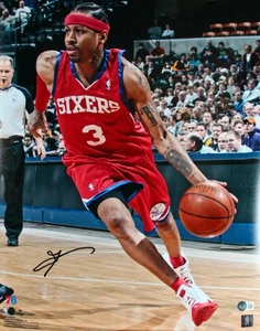 Allen Iverson Autographed Philadelphia 76ers 16x20 Red Jsy Photo-Beckett W Holo - Picture 1 of 11