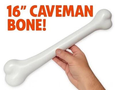 Белый пластиковый костюм CAVEMANBONE 16 дюймов смешной клубный реквизит галька бам динозавр собака - Изображение 1 из 4