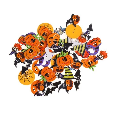 New Cloth Embellishment Wood Buttons Halloween Sewing Scrapbooking - Image 1 of 4
