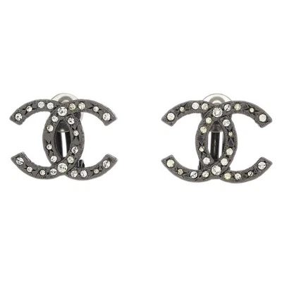 Chanel CC Earrings Clip-On Silver Rhinestone 13K 125212 - Image 1 of 4