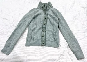 Abercrombie & Fitch Wool Vintage Y2K Gray Chunky Knit Button Sweater Women Med - Picture 1 of 13