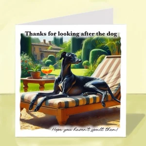 Whippet / Greyhound Dog Sitter, Pet Carer Thank You Card - Picture 1 of 1