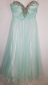 Vestido Tiffany Designs Talla 8 Baile de graduación Formal Hermoso Verde Turquesa - Imagen 1 de 9