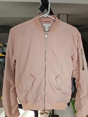 Chaqueta Bomber H&M Mujer Cremallera Completa Talla 2 Rosa Ligera Acabado Satinado Abrigo Foto 1 de 4