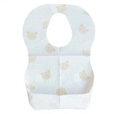 50-Pack Disposable Bibs for Babies Cartoon Bear Print Drooling Bibs with Pocket - image 1 of 4