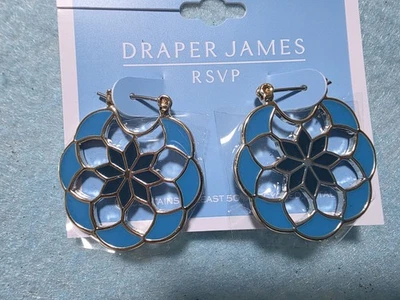 Draper James RSVP 波西米亚开放式工作珐琅环状耳环 #799 — 第 1/4 张图片