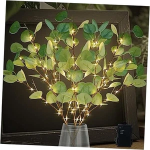 Lighted Artificial Eucalyptus Branches with Timer, Light Up Eucalyptus  - Picture 1 of 7