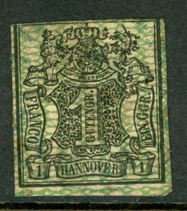 Germany States 1856 Hannover 1 ggr Black on Gray on Blue Sc #11 Mint W940 - Picture 1 of 6