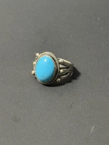 Vintage Derrick Sterling Silver Turquoise Ring Size 7.5 - Picture 1 of 10