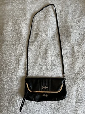 Y2K Vintage Jessica Simpson Roxanne Kiss Lock Clutch Black Crossbody Purse Bag - Image 1 of 4