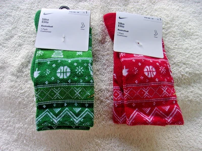 NUEVO CON ETIQUETAS Nike Elite Juvenil 10C - Calcetines de Baloncesto 3Y, 2 Pares, Navidad, Rojo y Verde Foto 1 de 4