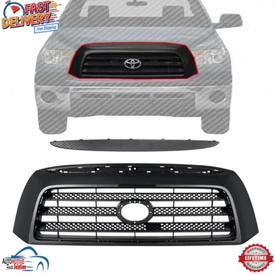 NEW FRONT GRILLE ASSEMBLY & GRILLE MOLDING BLACK 2PC FOR 2007-2009 TOYOTA TUNDRA - Imagem 1 de 4