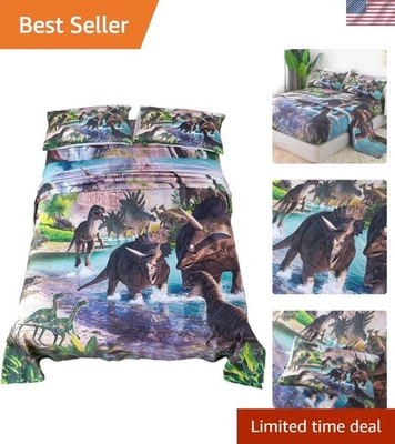 Dinosaur Sheet Full Size for Boys Dinosaur Bed Sheets for Kids Teens Animal P... - Image 1 of 4