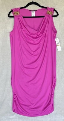 Capa de natação feminina Carmen Marc Valvo S rosa fúcsia dourada elástica praia feminina - Imagem 1 de 4