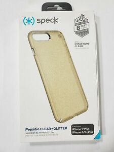 Speck Presidio Clear + Glitter Case for iPhone 7 Plus iPhone 8 Plus Gold Glitter
