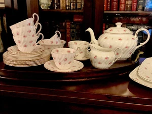 Dainty Rose Postre Service de EB Foley, juego de té inglés Bone China para seis - Imagen 1 de 11