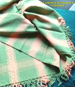 NAPPE SURNAPPE VERITABLE MADRAS TISSAGE HANDLOOM 135cm MELON*** - Picture 1 of 4